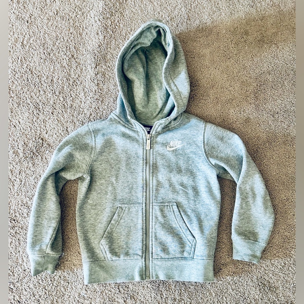 Nike kids hooded sweatshirt  full zip up gray hoody size 4T unisex